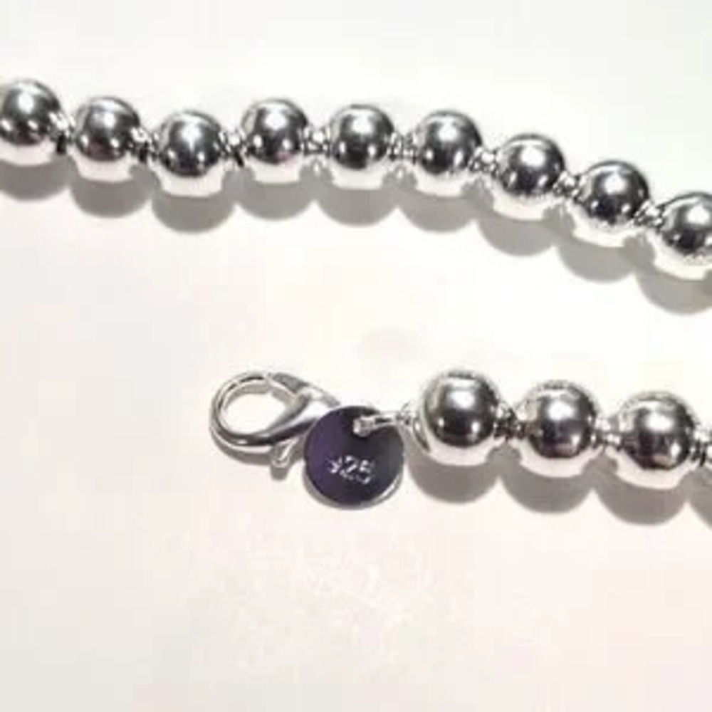 925 Silver Plated Pearl Necklace 8mm Ball Women's Valentines Birthday Gift NEW!